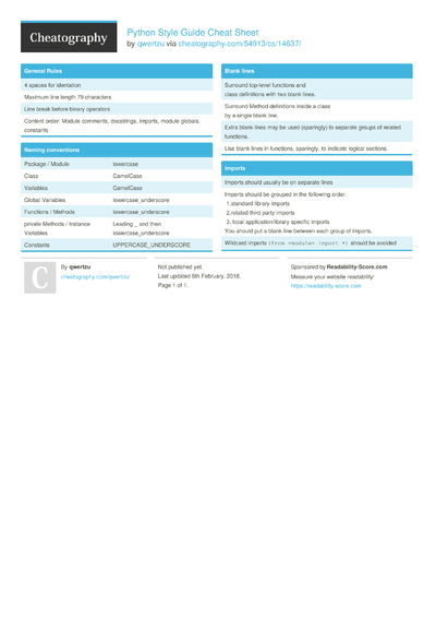 713 Python Cheat Sheets - Cheatography.com: Cheat Sheets For Every Occasion