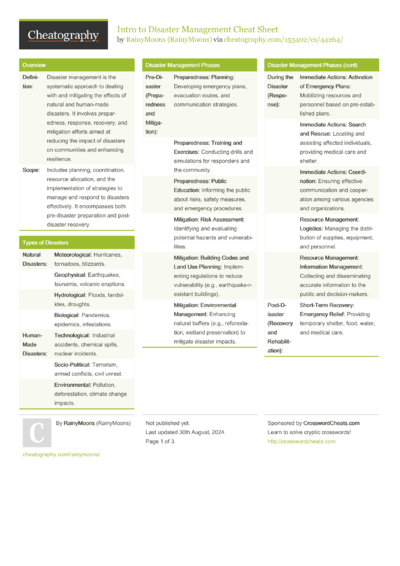 2 Disastermanagement Cheat Sheets - Cheatography.com: Cheat Sheets For ...