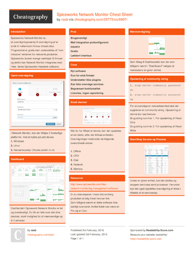 8 Monitoring Cheat Sheets - Cheatography.com: Cheat Sheets For Every ...