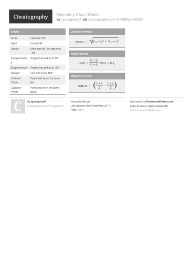 10 Geometry Cheat Sheets - Cheatography.com: Cheat Sheets For Every