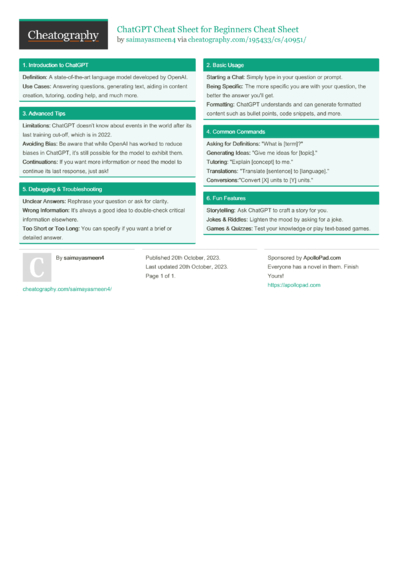 Download Free Cheat Sheets or Create Your Own! - Cheatography.com ...