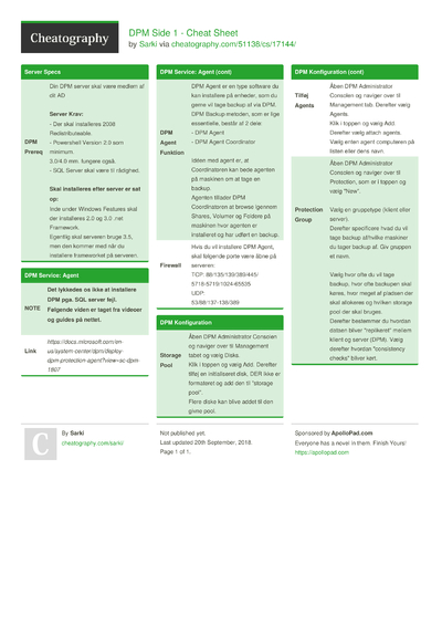 32 Backup Cheat Sheets - Cheatography.com: Cheat Sheets For Every Occasion