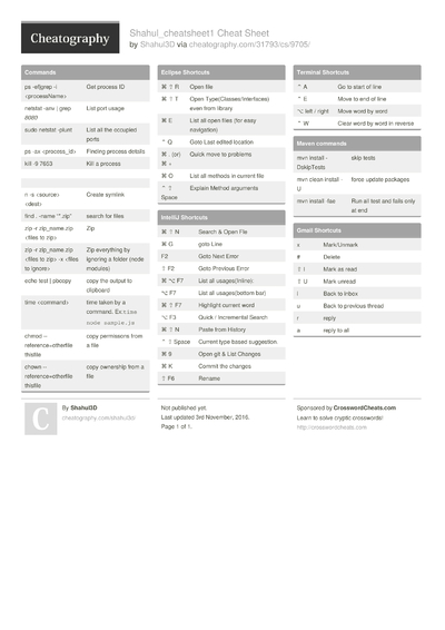 364 Linux Cheat Sheets - Cheatography.com: Cheat Sheets For Every Occasion