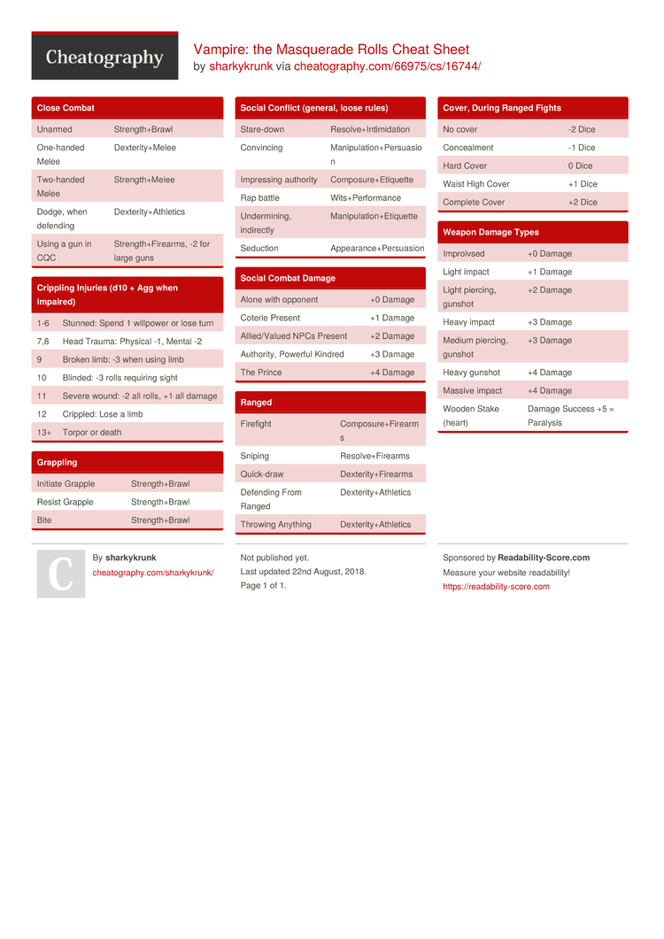 nwod vampire combat sheet