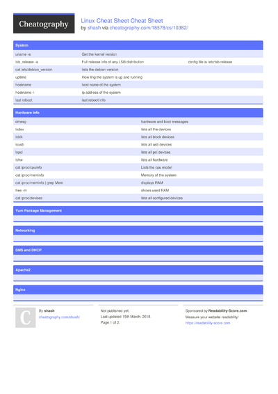 1346 Software Cheat Sheets - Cheatography.com: Cheat Sheets For Every ...