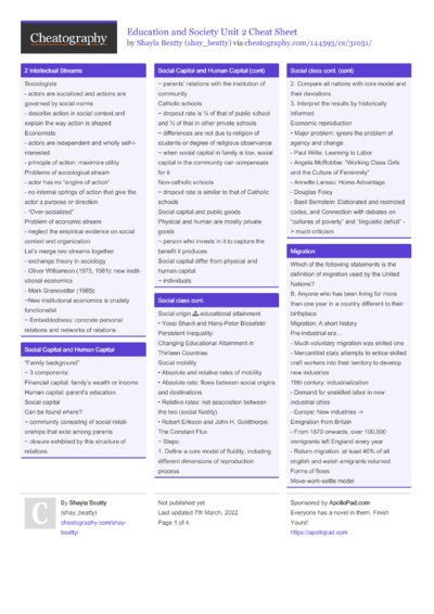 59 Sociology Cheat Sheets - Cheatography.com: Cheat Sheets For Every ...