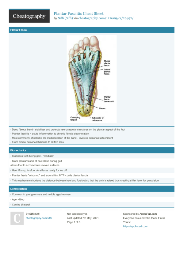 Plantar Fasciitis Cheat Sheet by Siffi Download free from