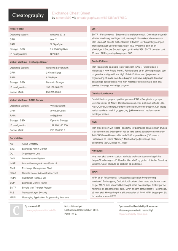 Exchange Cheat Sheet By Simondk Download Free From Cheatography Cheatography Com Cheat