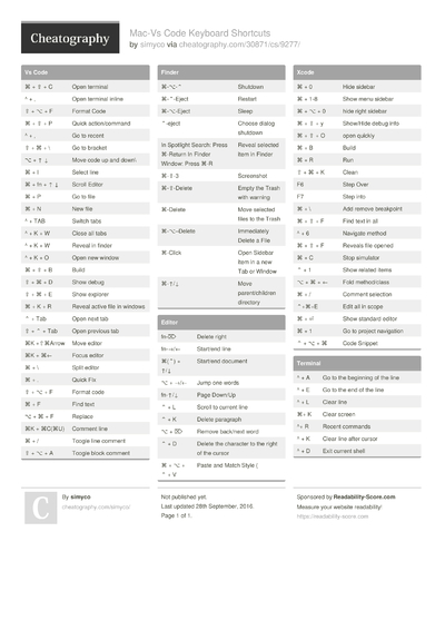 Cheatsheet mac os что это