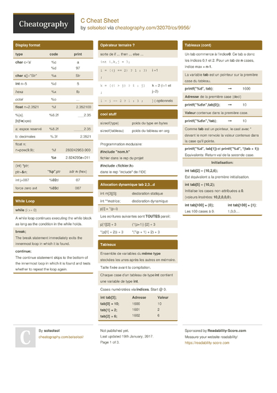 86 C Cheat Sheets - Cheatography.com: Cheat Sheets For Every Occasion