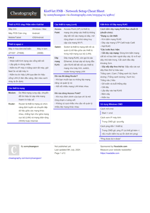 KiotViet FNB - Network Setup Cheat Sheet by sonnyhoangson - Download ...