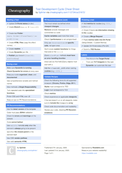 15 Dev Cheat Sheets - Cheatography.com: Cheat Sheets For Every Occasion