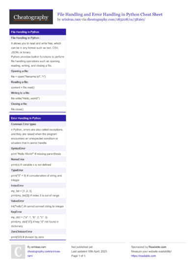 2279 Programming Cheat Sheets - Cheatography.com: Cheat Sheets For ...