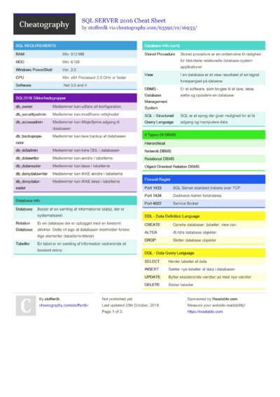 101 SQL Cheat Sheets - Cheatography.com: Cheat Sheets For Every Occasion