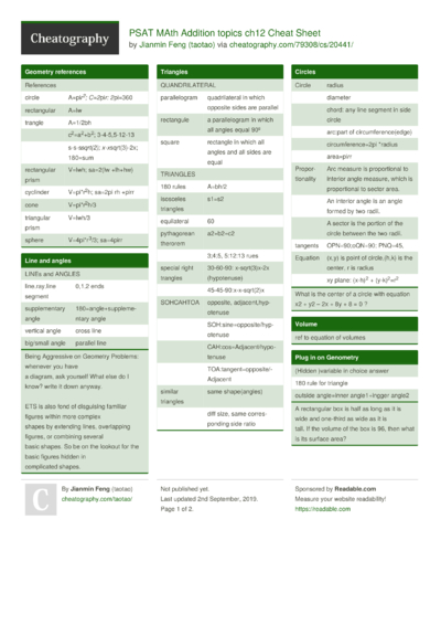 9 Sat Cheat Sheets - Cheatography.com: Cheat Sheets For Every Occasion