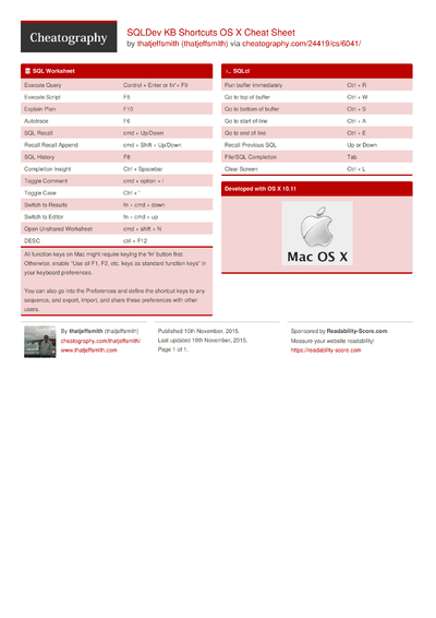 44 Oracle Cheat Sheets - Cheatography.com: Cheat Sheets For Every Occasion