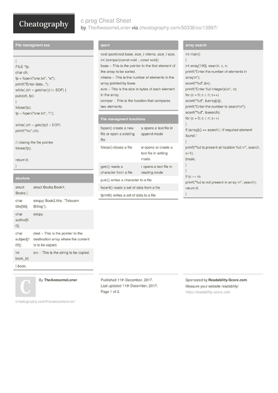 Cheat Sheets Matching "c++" - Cheatography.com: Cheat Sheets For Every ...