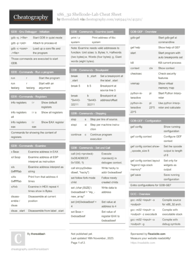 23 Assembly Cheat Sheets - Cheatography.com: Cheat Sheets For Every ...