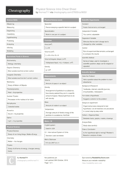 60 Physics Cheat Sheets - Cheatography.com: Cheat Sheets For Every Occasion