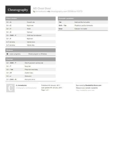 Cheat Sheets in čeština, český jazyk (Czech) - Cheatography.com: Cheat ...