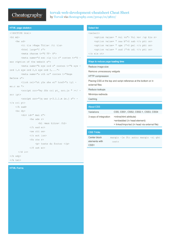 torvak-web-development-cheatsheet Cheat Sheet by Torvak - Download free ...