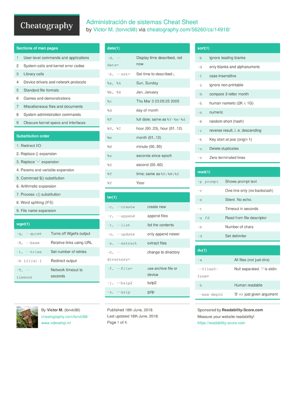 Administración de sistemas Cheat Sheet by torvic98 - Download free from ...