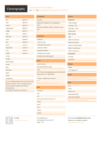 32 Framework Cheat Sheets - Cheatography.com: Cheat Sheets For Every ...