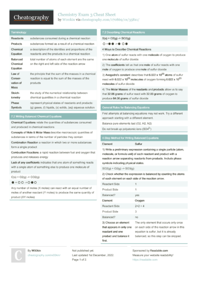 5 Stoichiometry Cheat Sheets - Cheatography.com: Cheat Sheets For Every ...