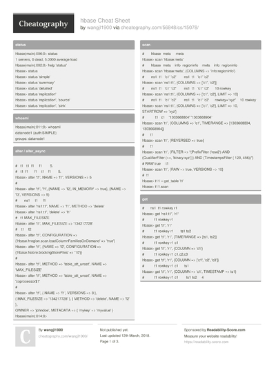 2 Hbase Cheat Sheets - Cheatography.com: Cheat Sheets For Every Occasion