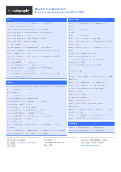 2 Soup Cheat Sheets - Cheatography.com: Cheat Sheets For Every Occasion