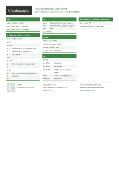 540 Linux Cheat Sheets - Cheatography.com: Cheat Sheets For Every Occasion