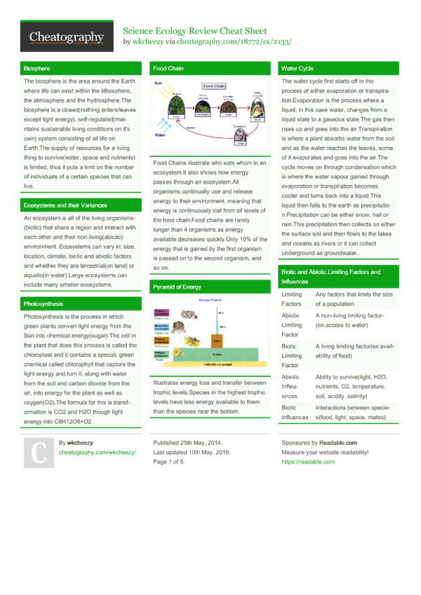 Science Ecology Review Cheat Sheet By Wkcheezy Download Free From 