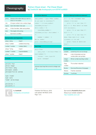 2677 Programming Cheat Sheets - Cheatography.com: Cheat Sheets For ...