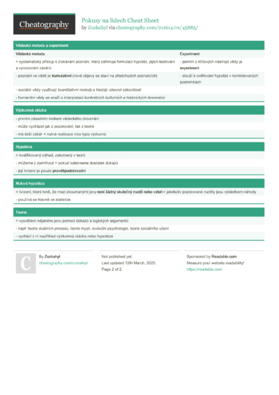 1 Nulovahypoteza Cheat Sheet - Cheatography.com: Cheat Sheets For Every ...